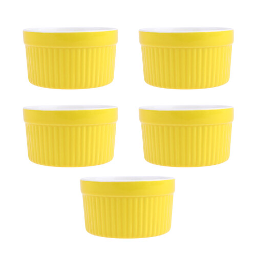 5St Ceramic Bakskålar I Keramik Gul För Kök
