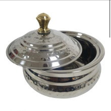 (11CM) Curry Balti Dish Authentic Indian Hammered Steel Belly Curved with Lid