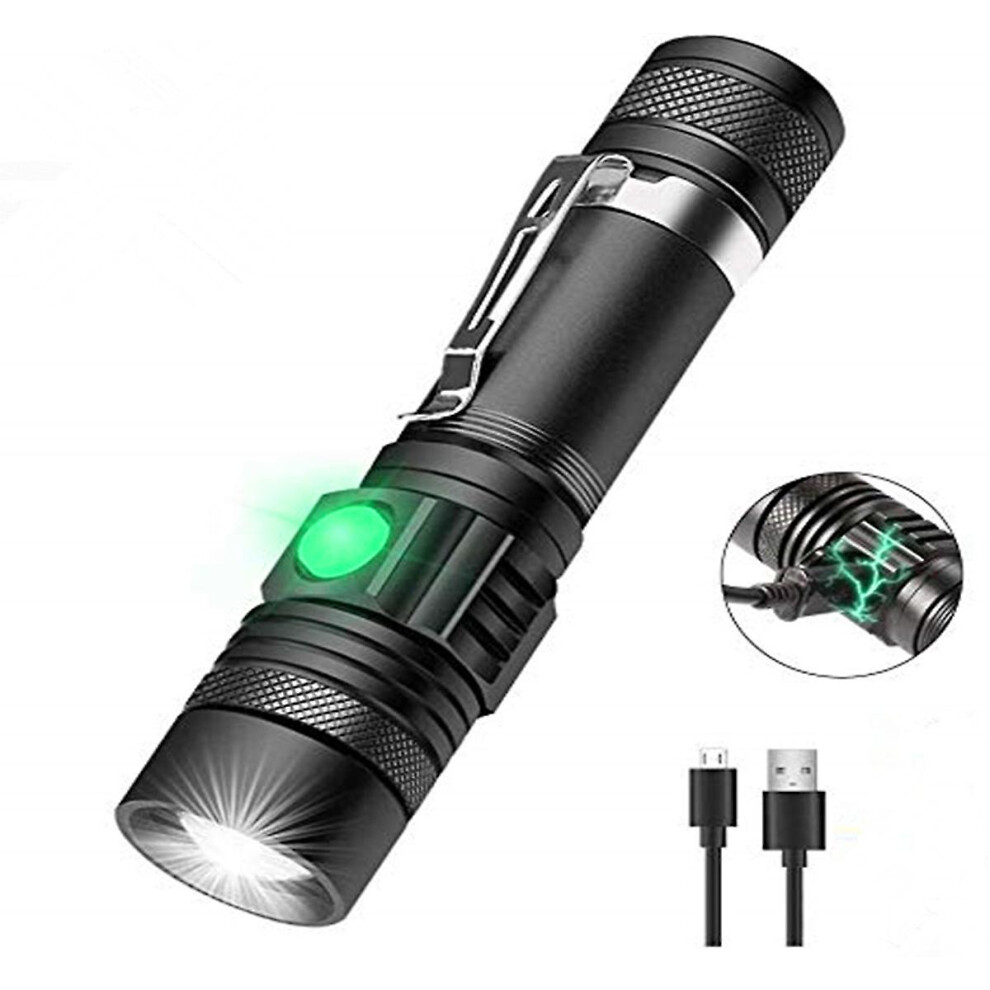 Kikidex (As Show, One Size) Flashlight: 1 Super Bright Led Tactical Flashlight, Usb Rechargeable, 18650 Battery
