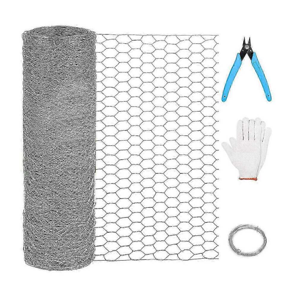 Kikidex (As Show, One Size) Chicken Wire Mesh 13.7 In X 157 In Silver Floral Chicken Wire Poultry Netting Hexagonal Galvanized