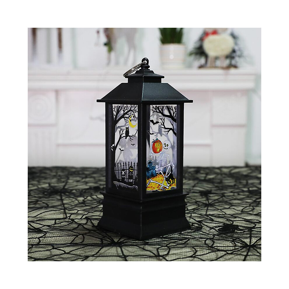Kikidex (As Show, One Size) Halloween Wind Lantern Led Electronic Candle Pumpkin Lantern Plastic Ornament Ghost Festival Gift Light