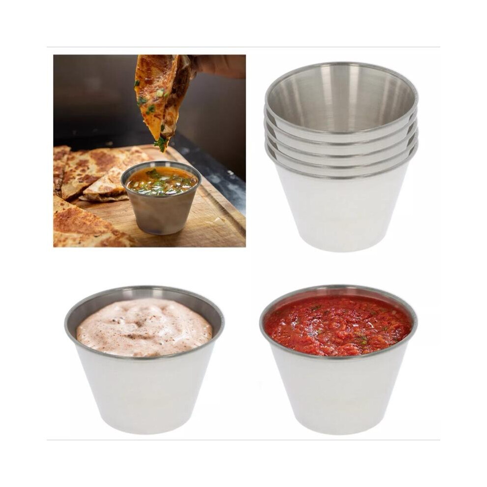 (Default) 7Cm - 3Oz 6X Sauce Ramekins Pots Stainless Steel Cups Small Condiment Dip Serving Dish 5042208091676