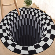 (As show, One size) Vortex Illusion Carpet, 3D Vortex Carpet Bedroom Living Room, Black White Grid Home Decor (B)80cm