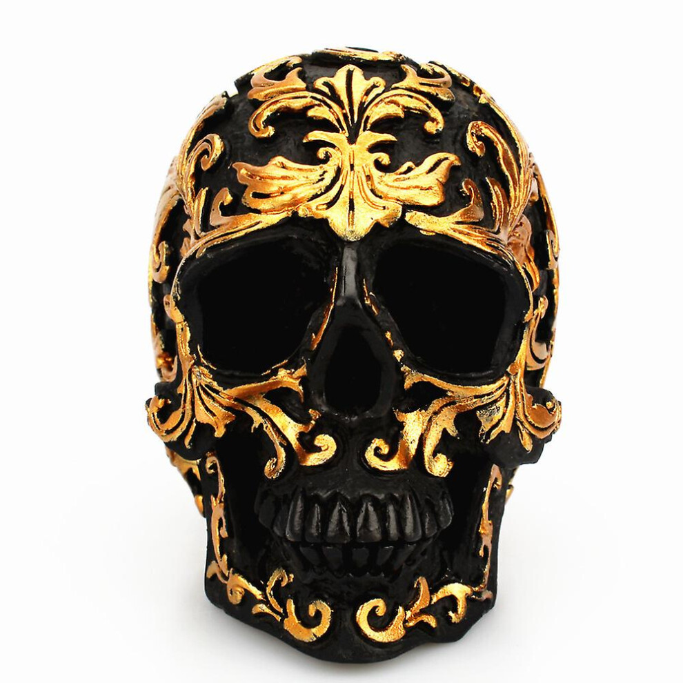 Kikidex (As Show, One Size) Halloween Small Size Human Skull Resin Statue Head Sculptures Skull Collection Figurinesblack