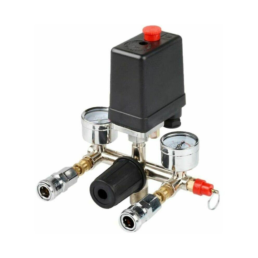 Kikidex (As Show, One Size) Xvx Air Compressor Pressure Switch Three Phase Pressure Switch Control Valve With Air Regulator & Valve & Gauge