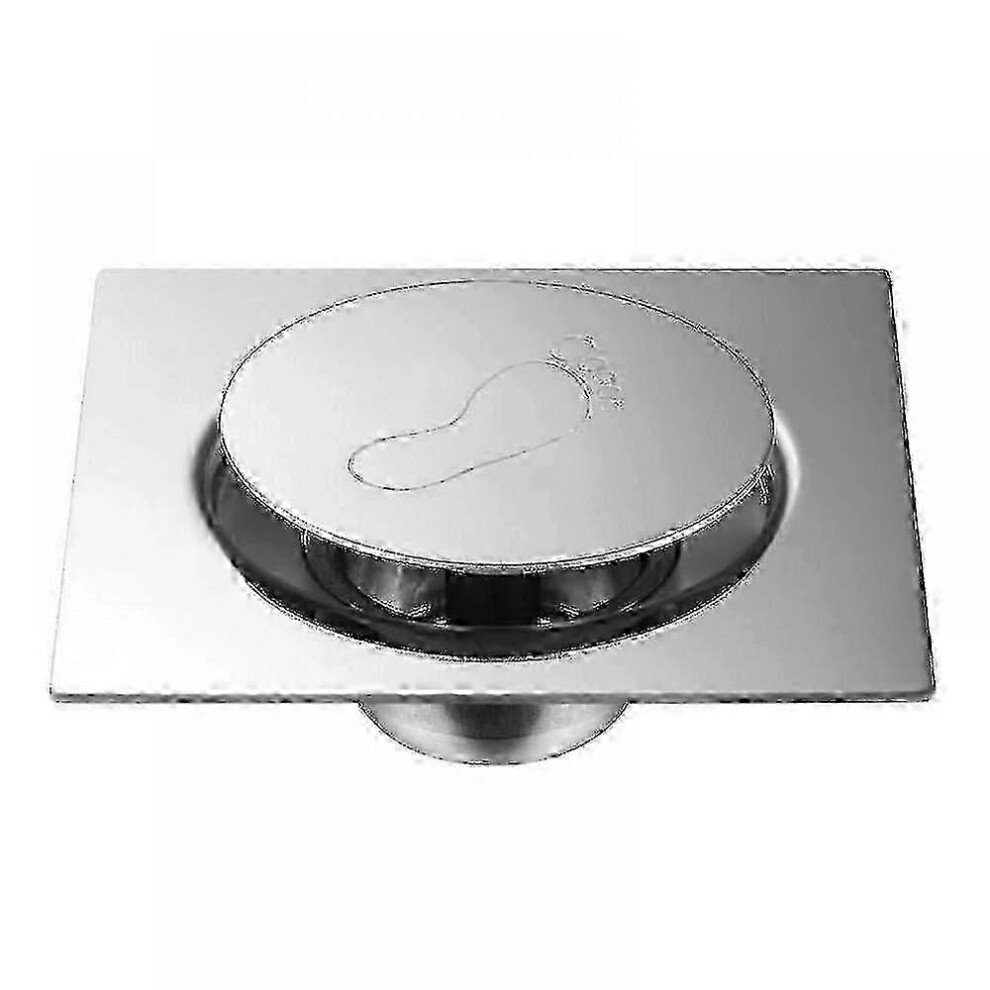 Kikidex (As Show, One Size) Floor Drain Stainless Steel Floor Drain Hidden Floor Drain Bounce Press Floor Drain (15X15cm) Szrh