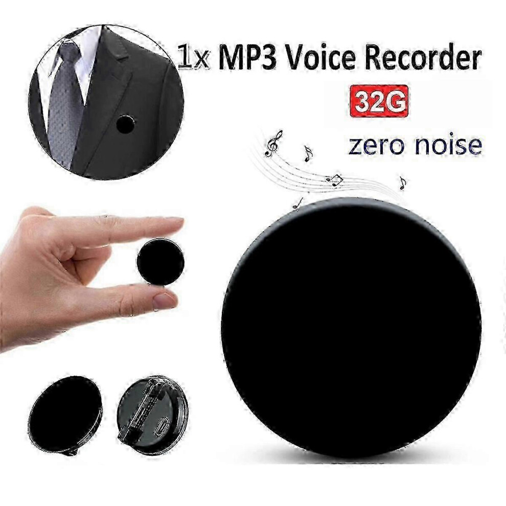 Kikidex (As Show, One Size) Digital Voice Recorder Mini Brooch Sound Recorder Professional Long Distance Voice Recorder Mp3 Pla