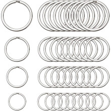 80Pcs Silver Key Rings for Women Stainless Steel Split Rings