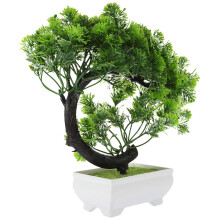 3Stk Naturgetreue Künstliche Bonsai Baum Grün