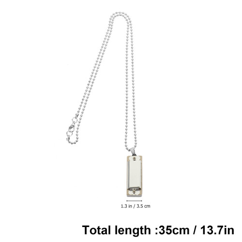 2St Zinklegering Harmonica Halsband Med Spelbar Mini Munspel Silver 1