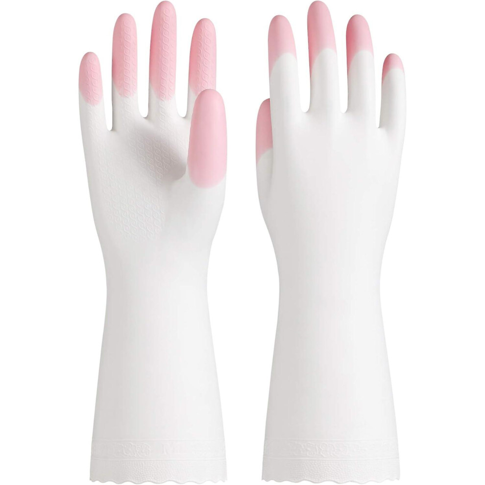 Kikidex (As Show, One Size) Pvc Dishwashing Gloves, Reusable, Cleaning, Kitchen Gloves, Dish Wash,Unlined, Latex Free, Medium Pink
