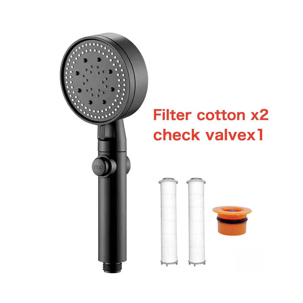 (Only Black Shower Head) 8 Modes Shower Head Bath High Pressure Large Chrome Handset Heads Water Saving Shower Head Shower Head Shower Equipment 5042208091232