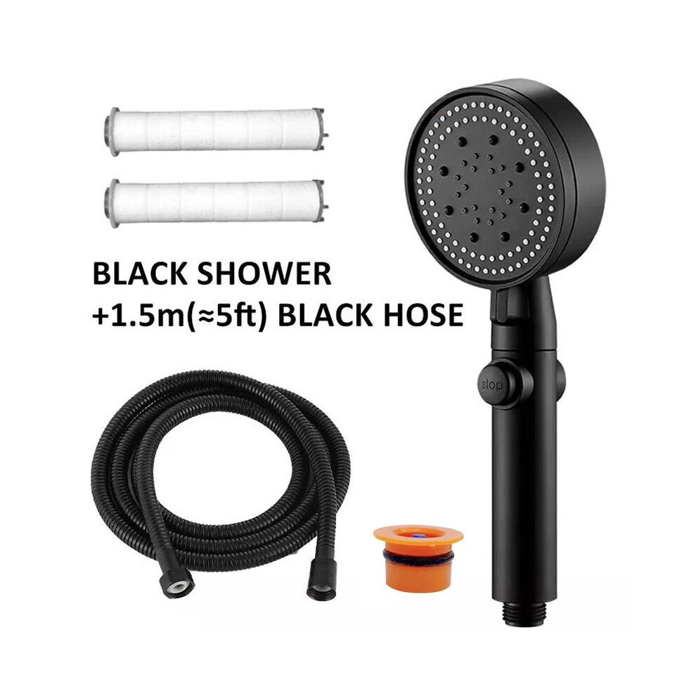 (Black) 8 Modes Shower Head Bath High Pressure Large Chrome Handset Heads Water Saving Shower Head Shower Head Shower Equipment 5042208091225