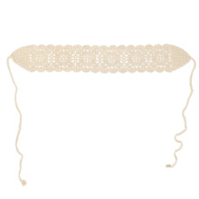 2Pcs Women Hair Band Lace Detachable Fake Collar Cotton Beige Elegant