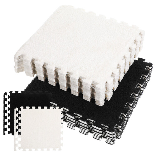 20Pcs Plush Carpet Tiles Interlocking Soft Floor Mats Assorted Colors