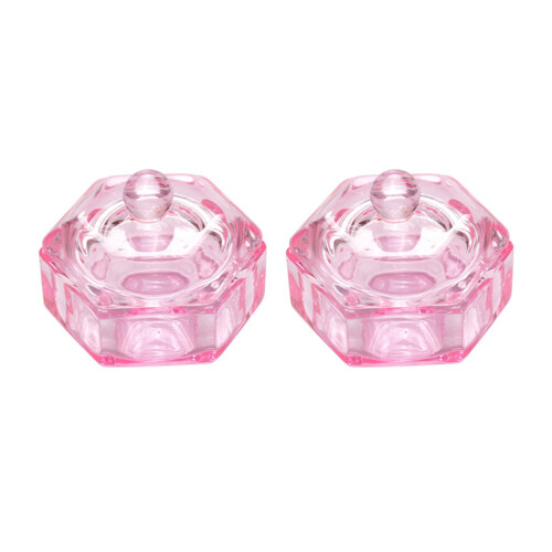2St Nagelkonst Cup Med Lock För Professionell Manikyr Rosa