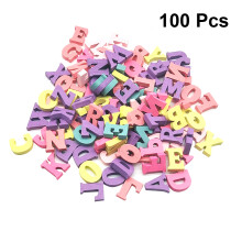 100Pcs Naturträ Engelska Bokstäver 15 Mm Hantverk Diy
