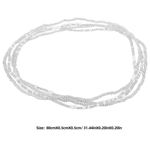 2St Bikinikedja Strandkedja Pärlor Dubbelsträng (Silver, ) 1