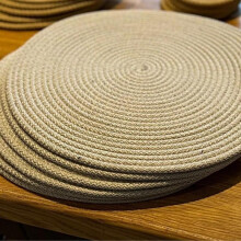 (Natural, Round Coasters) Sets of 6 Placemats or 6 Coasters Place Table Mats Woven Hand Made Knitted