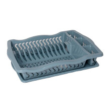 (Blue) Plastic Dish Drainer Rack Tray Cutlery Plate Cup Holder