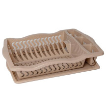 (Mocha) Plastic Dish Drainer Rack Tray Cutlery Plate Cup Holder