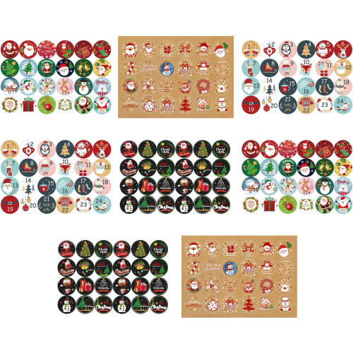 Weihnachtsaufkleber-Set 8 Bögen mit 24 Weihnachtsaufklebern
