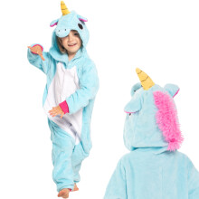 Piżama Dla Dzieci Dziecięca Kigurumi Onesie Kostium Pegaz Niebieski 125-135