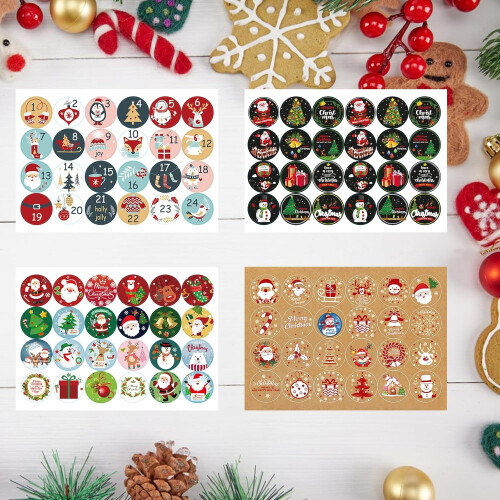 Weihnachtsaufkleber-Set 8 Bögen mit 24 Weihnachtsaufklebern 2