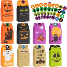 HOTSAN Set mit 80 Halloween-Tüten und 84 Aufklebern — geschenktüten halloween, süßigkeiten verpackung