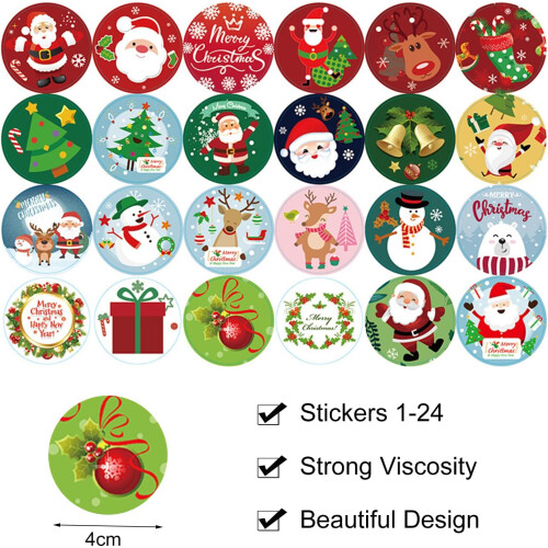 Weihnachtsaufkleber-Set 8 Bögen mit 24 Weihnachtsaufklebern 1