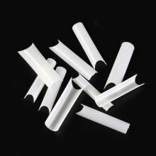 (Natural White) 500PCS Pre Pinched C Curve HALF COVER False Nail Tips Straight Square French Tip