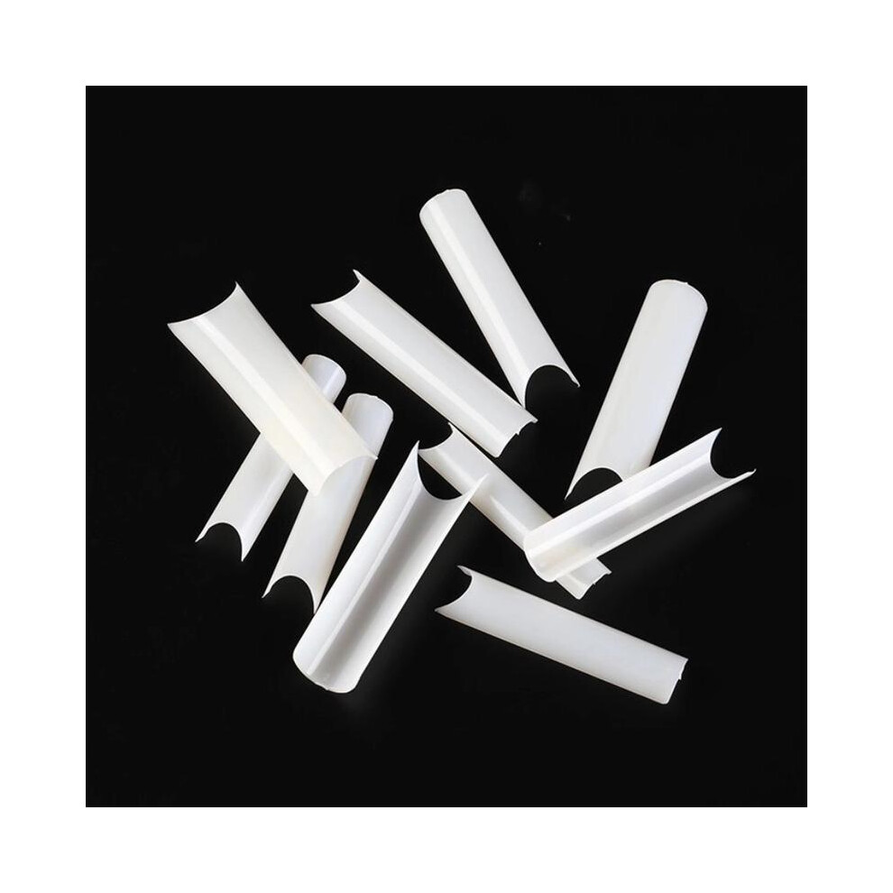 White (Natural ) 500Pcs Pre Pinched C Curve Half Cover False Nail Tips Straight Square French Tip