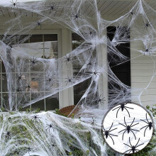 Décoration d'Halloween Toile d'araignée réaliste 290g avec 80 araignées