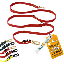 FIRSTPAW Einstellbare gepolsterte Hundeleine 2m Rot — hunde leine verstellbar, doppelleine für hunde