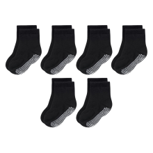 Lot de 6 Paires de Chaussettes Antidérapantes en Coton Noir pour Bébés de 1 à 6 Mois - Sécurité et Confort Garantis Nikcorp