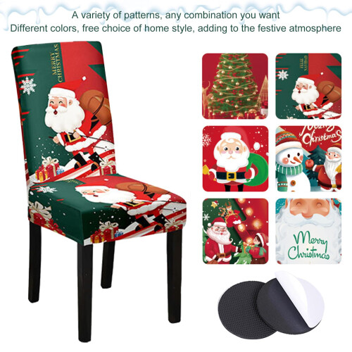 Housse de Chaise de Noël Élastique avec Motif de Noël 2