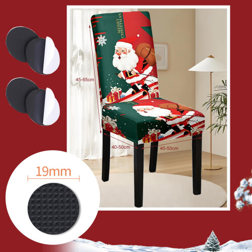 Housse de Chaise de Noël Élastique avec Motif de Noël 1