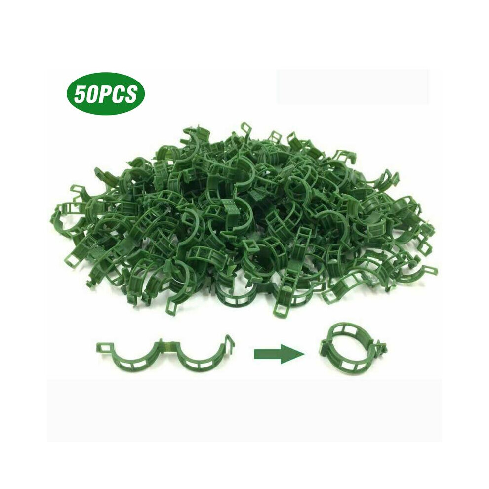 (Default) 50PCS Plant Support Clips Ties Veggie Trellis Stake Greenhouse Tomato Garden