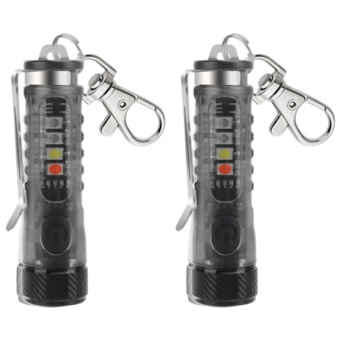 2Pcs Compact Black Keychain LED Torch Light for Camping and Emergency 1