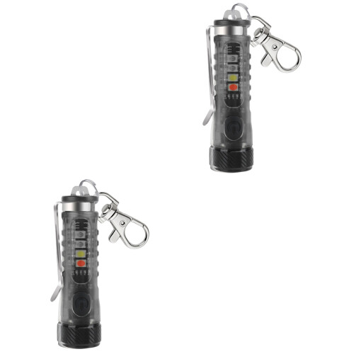 2Pcs Compact Black Keychain LED Torch Light for Camping and Emergency 2
