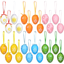 Oeufs de Pâques Pisanki à Suspendre Décoratifs en Plastique 24 pcs 6 cm