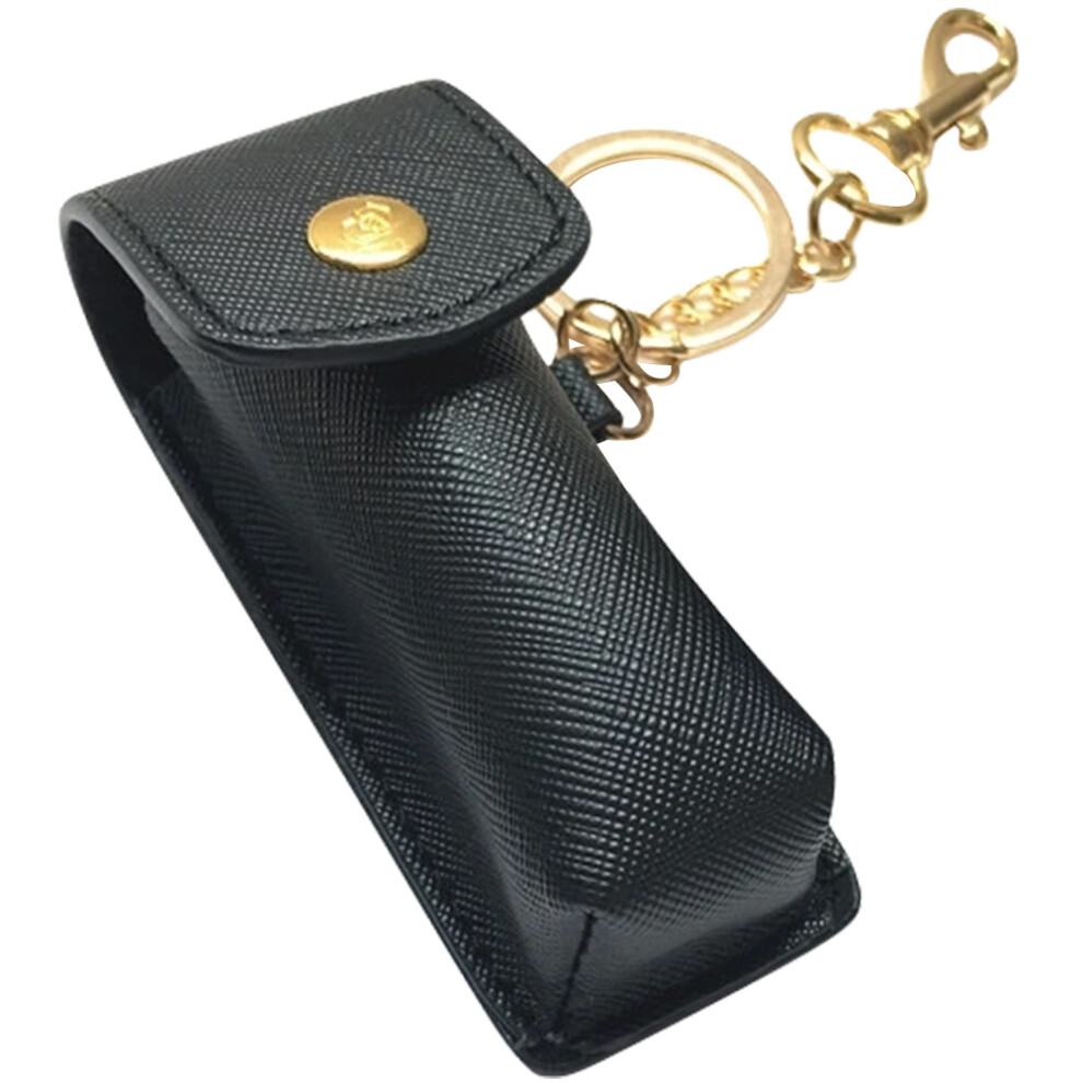 Vaguelly 4Pcs Compact Black Lipstick Case Keychain Small Purse Holder Organizer