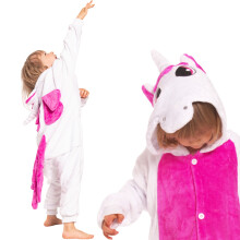 Kids Pink Unicorn Onesie Pyjamas - Soft Hooded Kigurumi Sleepsuit All-in-One Costume for Children's Loungewear & Dress-Up Play