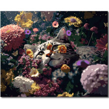 Cat Paint by Numbers Kit - DIY Craft for Adults & Kids with Acrylic Paints on 40x50cm Canvas for Relaxing Hobby & Home Wall Art
