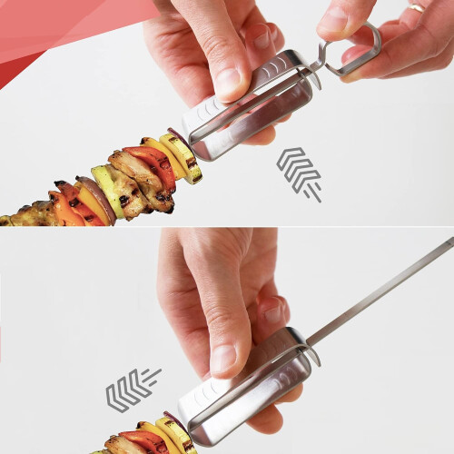 Ensemble de Brochettes à Broche 5 pièces avec Tapis de Grill 1