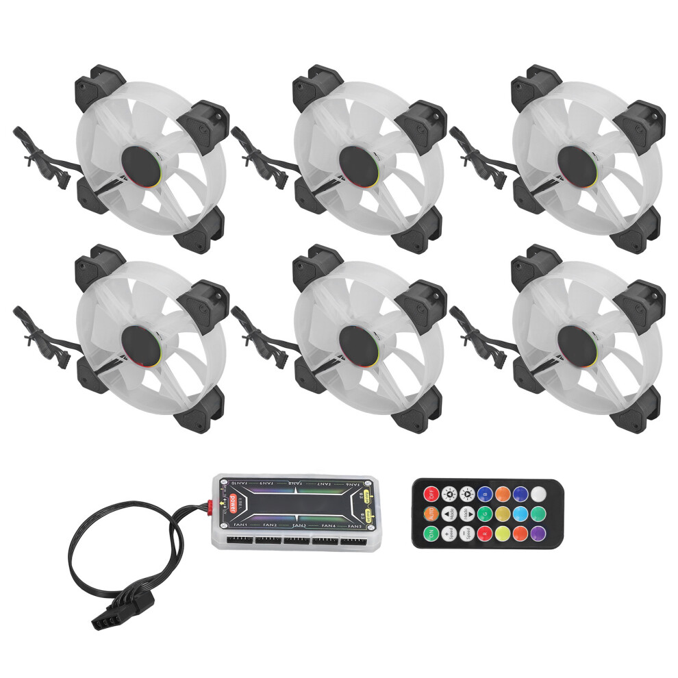 6Pcs 120Mm Rgb Computer Case Fans 0-1300Rpm Quiet Cooling With Remote 5091356954470