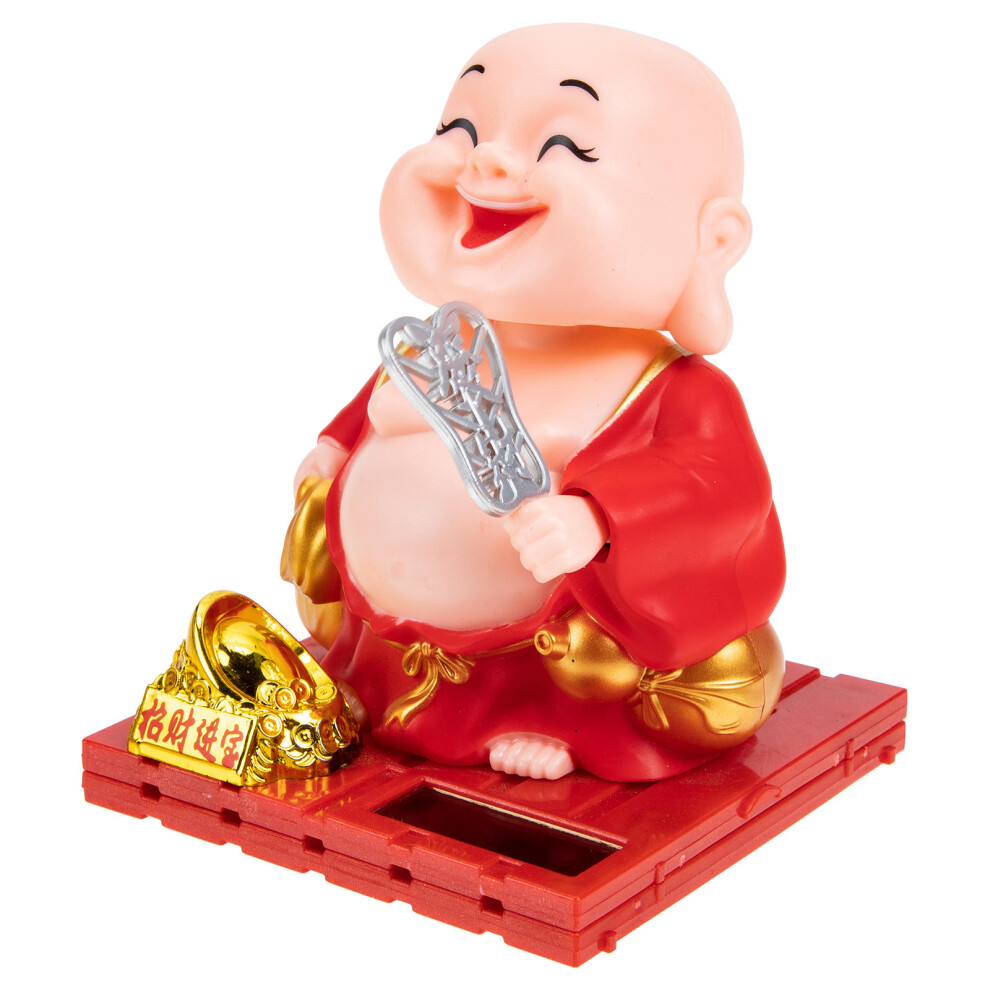 5Pcs Solar Maitreya Buddha Ornament For Home And Car Red 3021404225001