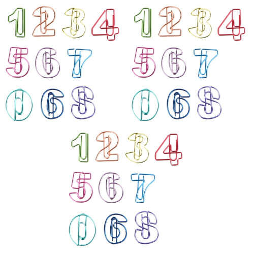 30Pcs Unique Digital Paper Clips Colorful DIY Storage Clips 2