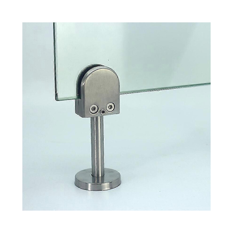 Kikidex (As Show, One Size) 304 Stainless Steel Glass Clamps Adjustable Glass Holder For Staircase Handrail Glass-To-Ground Fixed Bracket 65X43x26