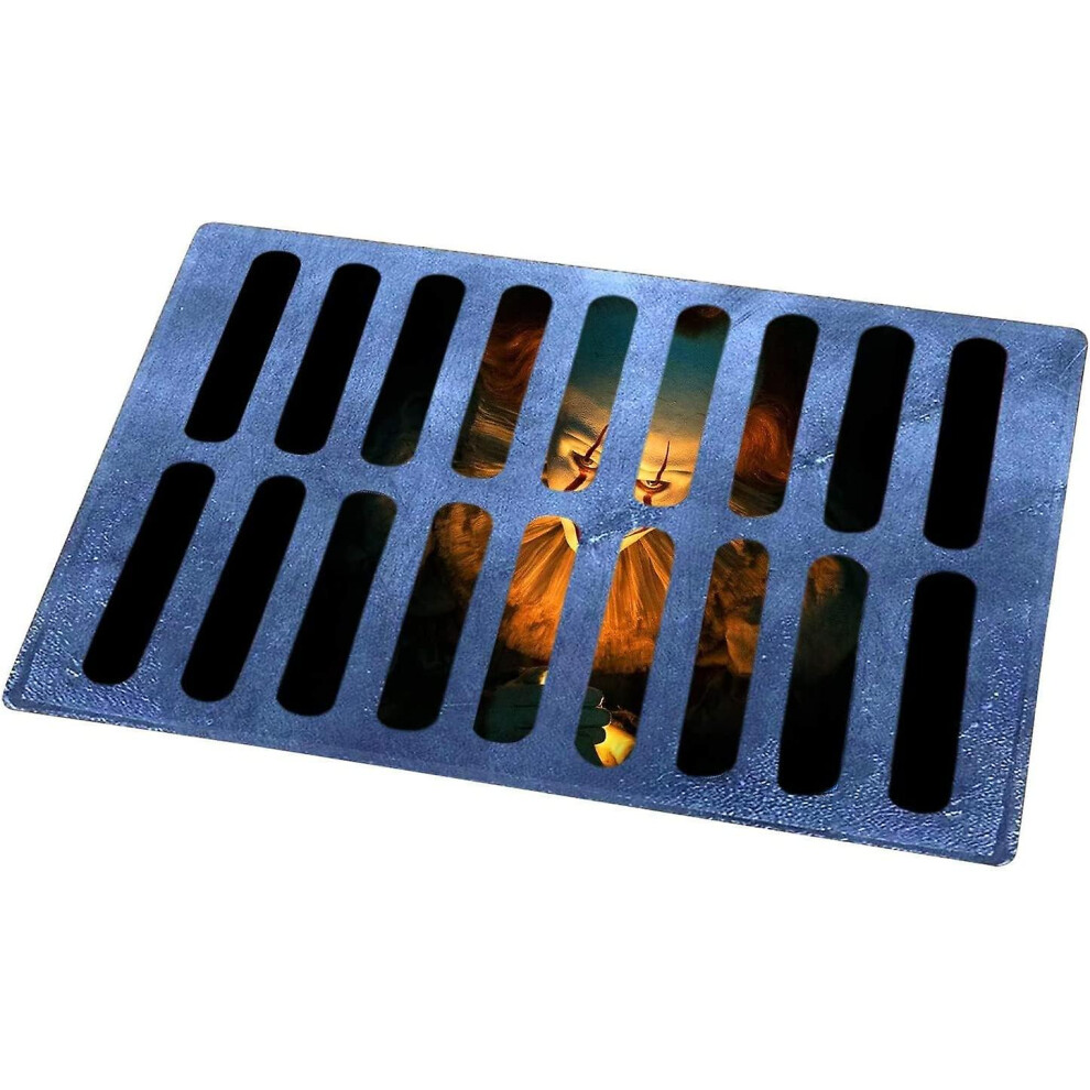 Kikidex (As Show, One Size) Halloween Doormat, Halloween Clown Doormat, Scary Sewer Clown Doormat, 3D Stereo Vision Horror Doormat, Halloween Decoration